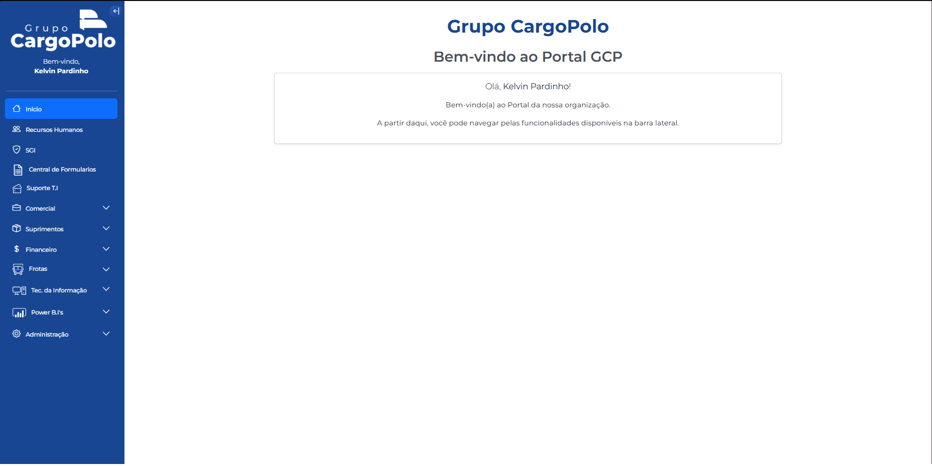 Captura de tela do projeto Intranet Cargo Polo